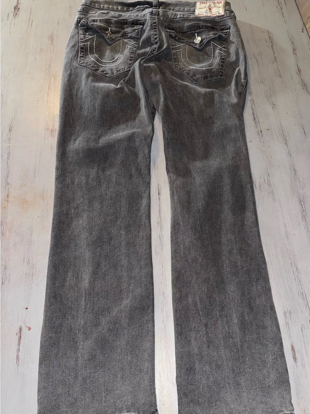 True Religion Ricky Jeans Mens 34 Gray Relaxed Straight Stretch Denim Y2K